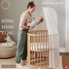 Cũi tròn đa năng, giường đa chức năng 5in1 cao cấp dành cho trẻ em từ 0 đến 6 tuổi