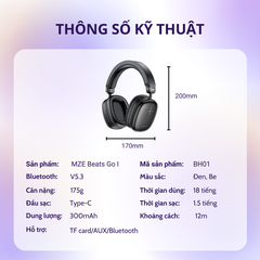 Tai nghe chụp bluetooth MZE Beats Go I - BH01