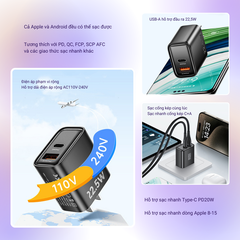 Bộ cáp sạc điện thoại 2 cổng  MZE Charge Max I - TypeC To Lighting - PC01