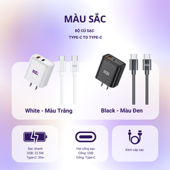 Bộ cáp sạc điện thoại 2 cổng MZE Charge Max I - TypeC To TypeC - PC02