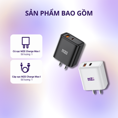 Bộ cáp sạc điện thoại 2 cổng  MZE Charge Max I - TypeC To Lighting - PC01