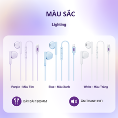 Tai nghe dây nhét tai MZE Melody I - Lighting WH01