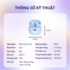 Tai nghe bluetooth không dây MZE Sonic Go II - BE02