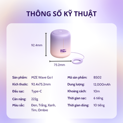Loa bluetooth không dây,  mini MZE Wave Go I - BS02