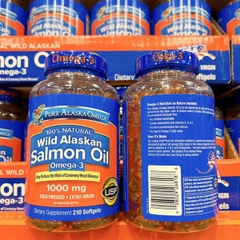 Viên dầu cá hồi Pure Alaska Omega-3 Wild Salmon Oil 1000mg (Hộp) 210 viên