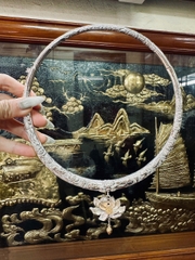 Kiểng cổ bạc chạm sen mặt sen liên hoa gold