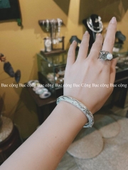 Vòng tay bạc chạm trúc