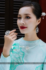 Kiềng cổ hoa sen bạc ta nguyên chất s99