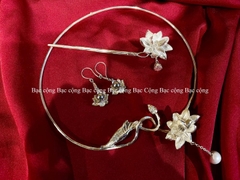 Kiềng cổ hoa sen bạc ta nguyên chất s99