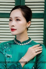 VC81 Kiềng cổ hoa đào bạc nguyên chất (bộ sản phẩm)