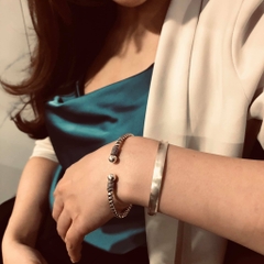 V102 Vòng tay bạc trơn dát mờ freesize