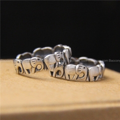 Nhẫn bạc đàn voi elephant