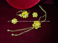 Vòng cổ bạc ta nguyên chất hoa sen VC57