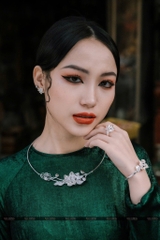 Khuyên tai bạc nguyên chất hoa sen tứ quý K170