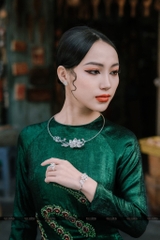 Khuyên tai bạc nguyên chất hoa sen tứ quý K170