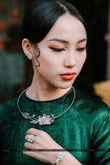 Khuyên tai bạc nguyên chất hoa sen tứ quý K170