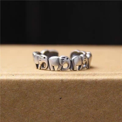 Nhẫn bạc đàn voi elephant
