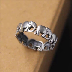 Nhẫn bạc đàn voi elephant