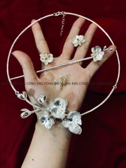 Kiềng cổ bạc ta nguyên chất Hoa Lan