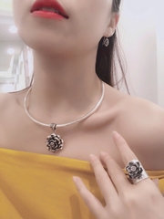Kiềng cổ bạc mix mặt dây hoa mộc lan s99