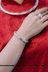 Kiềng cổ bạc nguyên chất chạm Cúc, Trúc, Sen