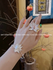 Nhẫn Bạc sen bạch liên đại đoá