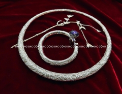 Bộ sản phẩm bạc nguyên chất chạm trúc la đà