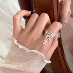 Nhẫn bạc nơ 3 tầng