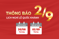 Thông báo lịch nghỉ lễ Quốc khánh 2/9