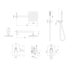 Sen tắm âm tường vuông 30cm I Crolla 10257