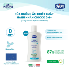 Sữa dưỡng thể chiết xuất Hạnh nhân Chicco Crema Corpo Fluida Body Lotion dành cho bé từ sơ sinh 200ml