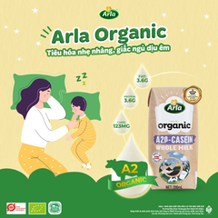 Sữa tươi Arla Organic dâu, chuối, socola, full cream, a2 200ml