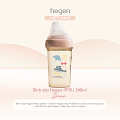 [FULLBOX] Bình sữa PPSU hoạ tiết Hegen