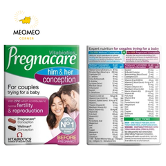Viên uống tăng khả năng thụ thai Pregnacare him & her conception của Anh Quốc