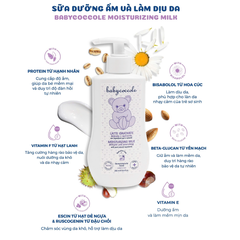 Sữa dưỡng ẩm và làm dịu da BabyCoccole MOISTURIZING MILK 250ml