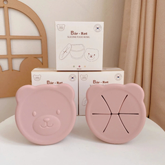 Chén bát ăn dặm Barrot Silicone Gấu 2 nắp tiện lợi Bar-Rot