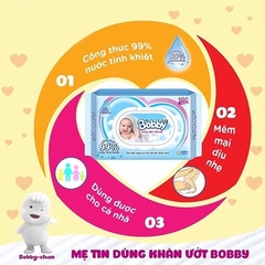 Khăn ướt Bobby không mùi 100 tờ