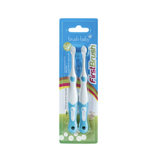 Bộ 2 bàn chải đánh răng Brush-Baby với lông bàn chải mềm mại cho bé giai đoạn 1 (0-18 tháng)