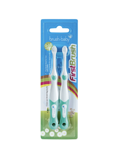 Bộ 2 bàn chải đánh răng Brush-Baby với lông bàn chải mềm mại cho bé giai đoạn 1 (0-18 tháng)