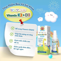 Vitamin K2 & D3 Why Kids Spray bổ sung Vitamin D3 và K2 Dạng Xịt cho bé từ sơ sinh 15ml