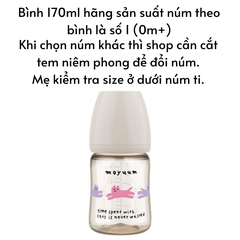 Bình sữa Moyuum Hàn Quốc cho bé 170ml/ 270ml Bình trơn/ Thỏ Hồng/ Xám/ Mây/ Tim