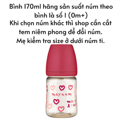 Bình sữa Moyuum Hàn Quốc cho bé 170ml/ 270ml Bình trơn/ Thỏ Hồng/ Xám/ Mây/ Tim