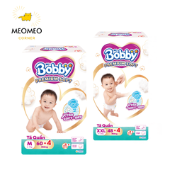 Tã / bỉm quần Bobby Premium SOFT bảo vệ êm ái khô thoáng M / L / XL / XXL