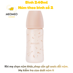 Bình sữa Moyuum thuỷ tinh tráng Silicone