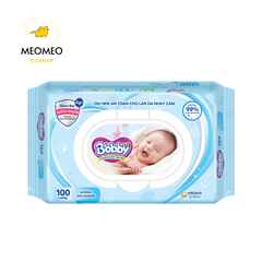 Khăn ướt Bobby dịu nhẹ cho bé 100 tờ