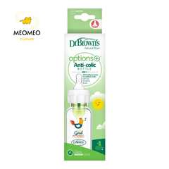 Bình sữa hoạ tiết thuỷ tinh Dr.Brown's Option Plus cổ hẹp