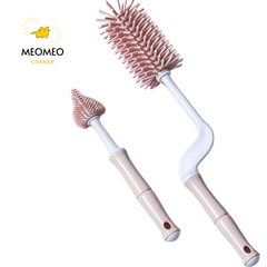 Cọ rửa bình sữa silicon cao cấp có đế phơi [Tay cầm xoay 360 độ]