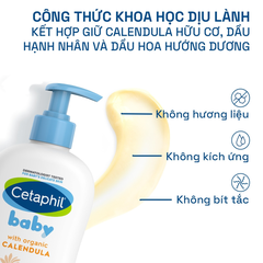 Dưỡng ẩm Cetaphil Baby With Organic Calendula hoa cúc hữu cơ cho bé 400ml