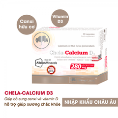Viên uống Canxi Chela Calcium D3 bổ sung Canxi hữu cơ cho bà bầu và người lớn hộp 30 viên