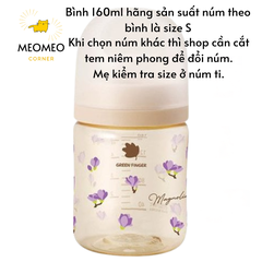 Bình sữa Green Finger Bebegrow PPSU Hàn Quốc size 160ml / 280ml núm ti mềm 2 van khí chính hãng Greenfinger - GREEN